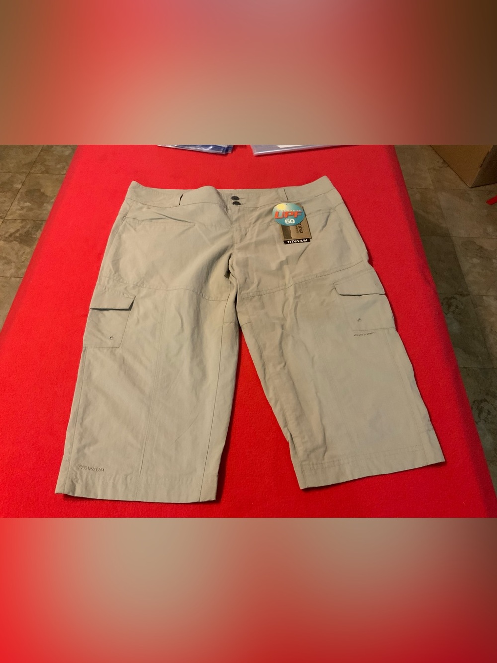 Columbia Titanium women's outdoor capri upf 50 coral compass knee cargo pants